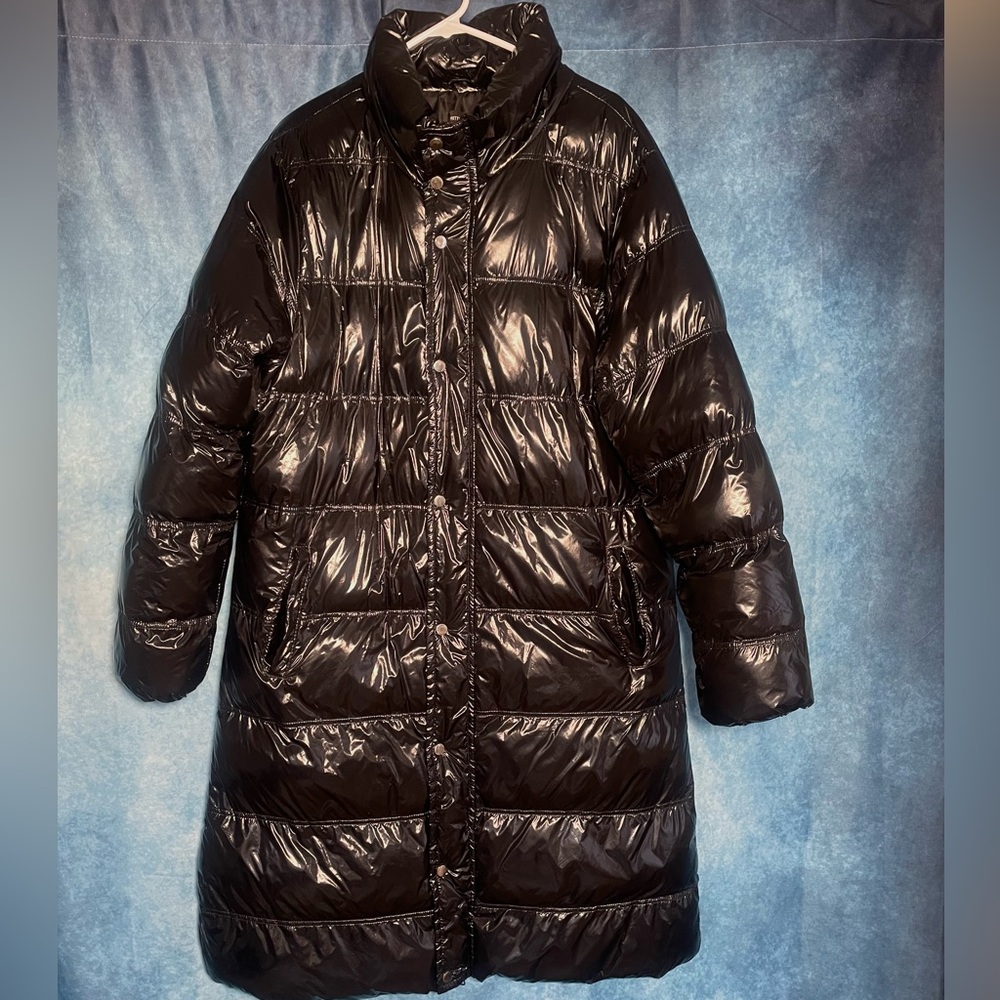 PrettyLittleThing Glossy Black Maxi Puffer Jacket - Women’s US 14 / UK 18